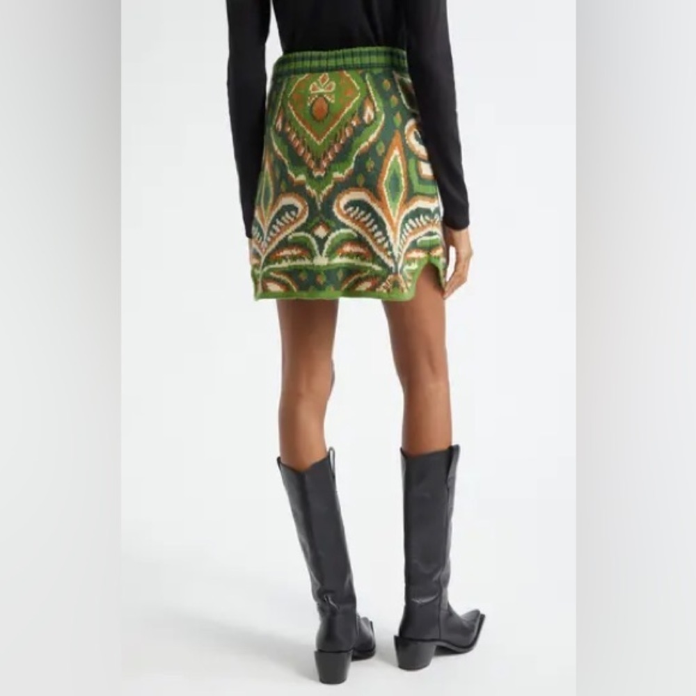 Farm Rio Green Brown knit size XL NWT pineapple ikat sweater mini skirt - Picture 9 of 9